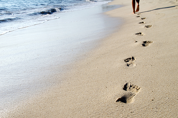 Footprints in beach